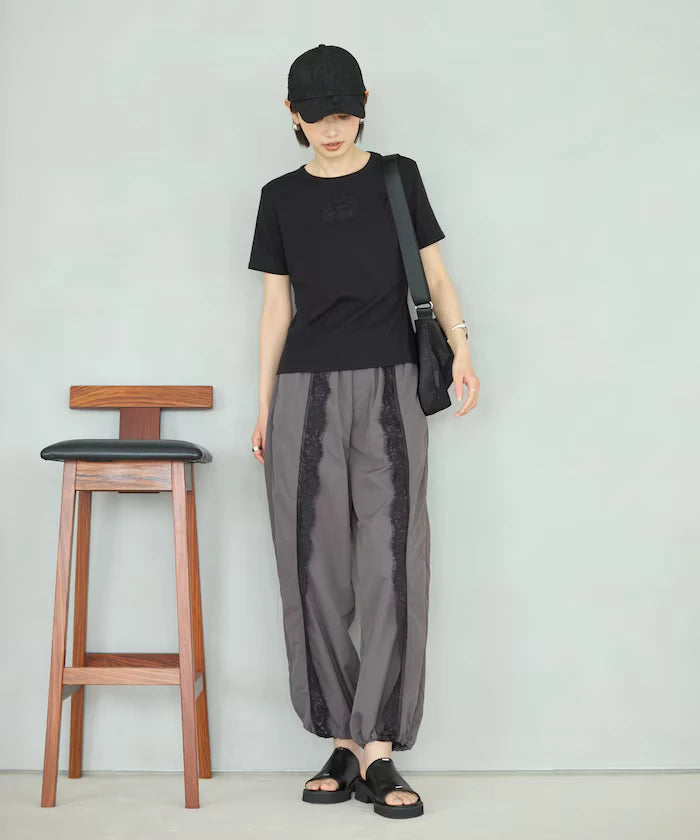 Lace Applique Cotton Modal T-Shirt