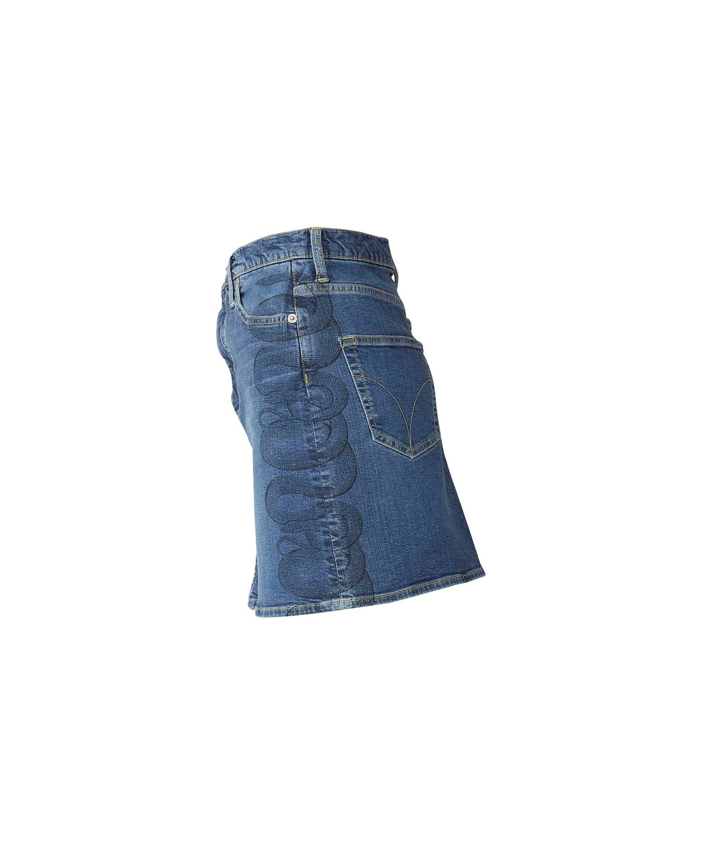Snake Loop Tight Denim Skirt