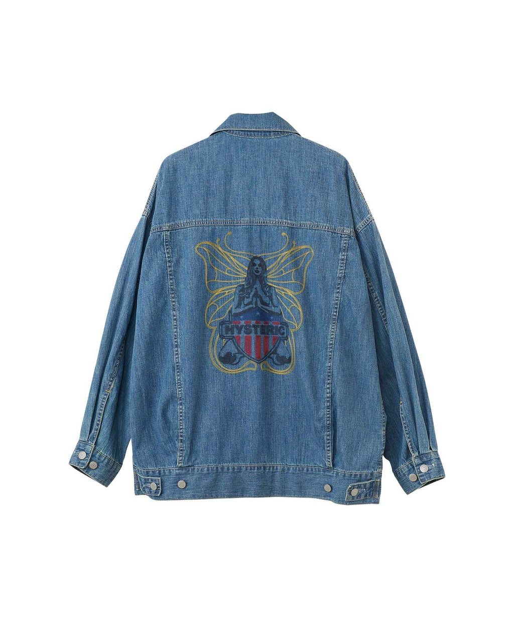 LEVITATED GIRL Embroidered Over Denim Jacket