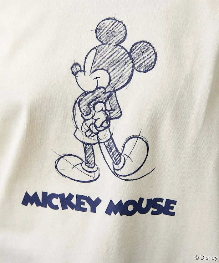 <Functional Material>Mickey Mouse/Sketch Ringer T-Shirt Limited Edition