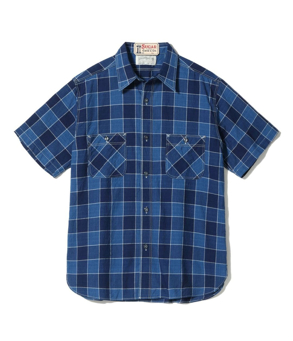 FICTION ROMANCE 5oz. INDIGO CHECK WORK SHIRT
