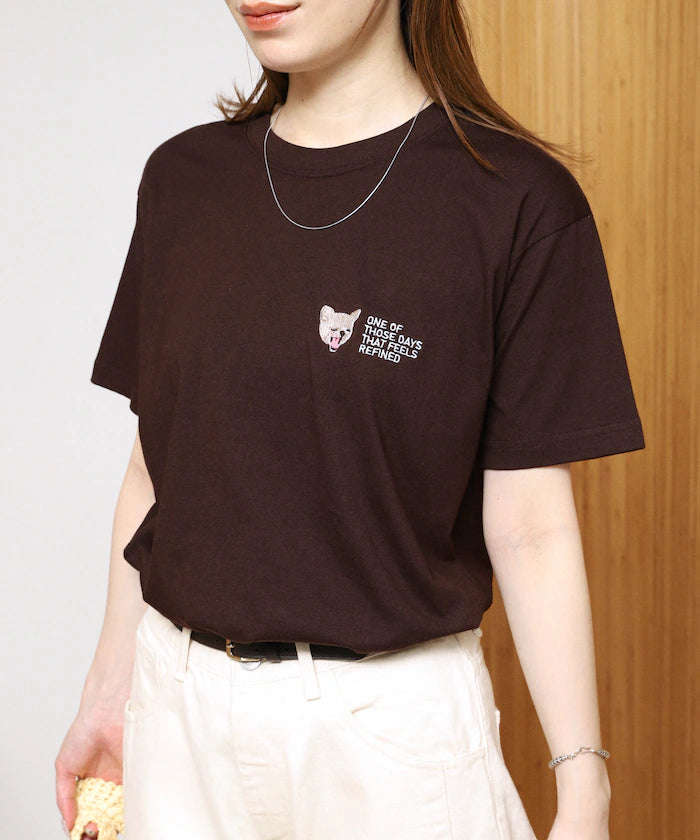 Organic Cotton One Point Animal Embroidery T-Shirt