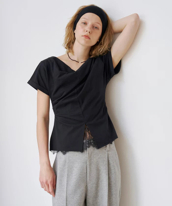 Lace Docking Draped Neck Top 【Limited Edition】