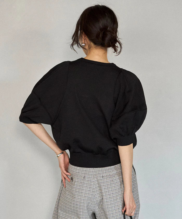Japan Made Whole Garment Puff Sleeve Top