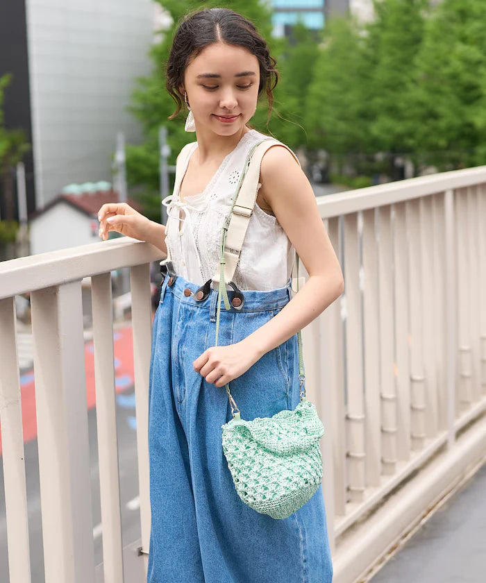 Lurex Yarn Hand Knitted 2WAY Bag