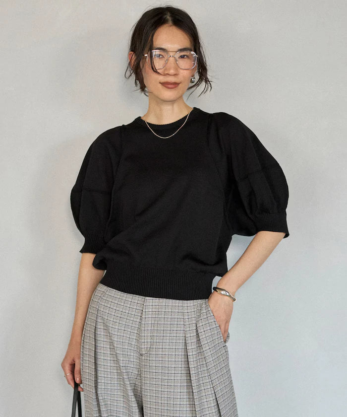 Japan Made Whole Garment Puff Sleeve Top