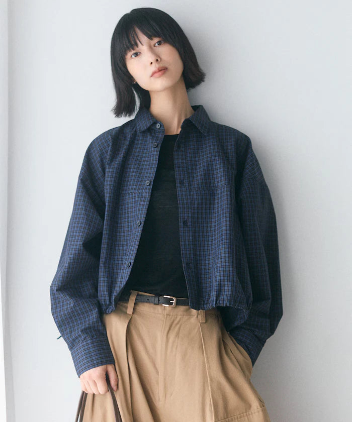 Hem Code Switch Short Length Long Sleeve Shirt