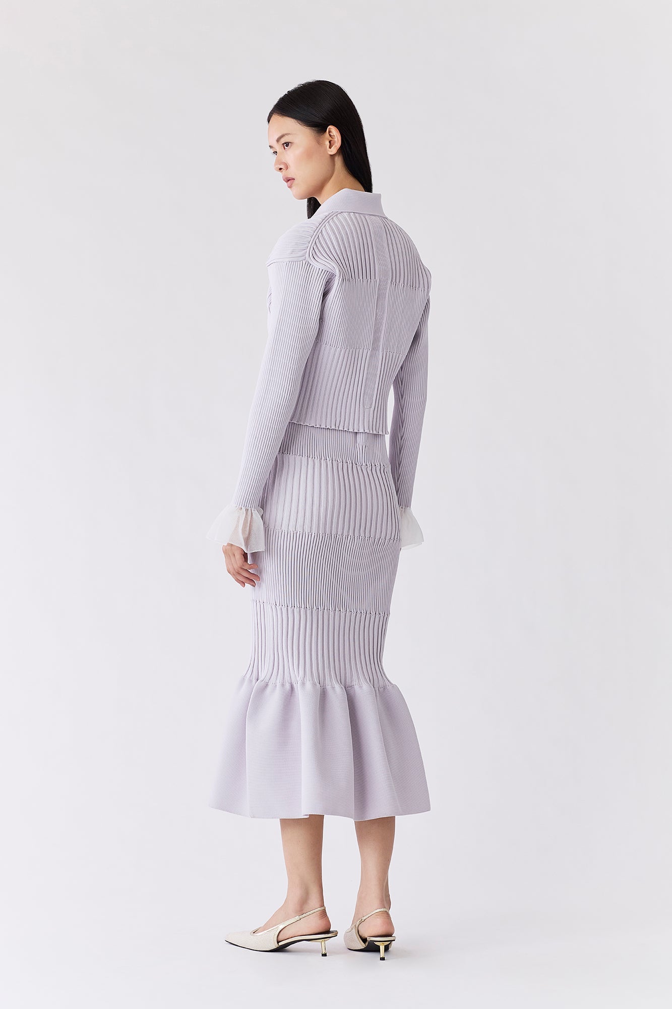 FLUTED LUCENT CROPPED SHIRT CARDIGAN
