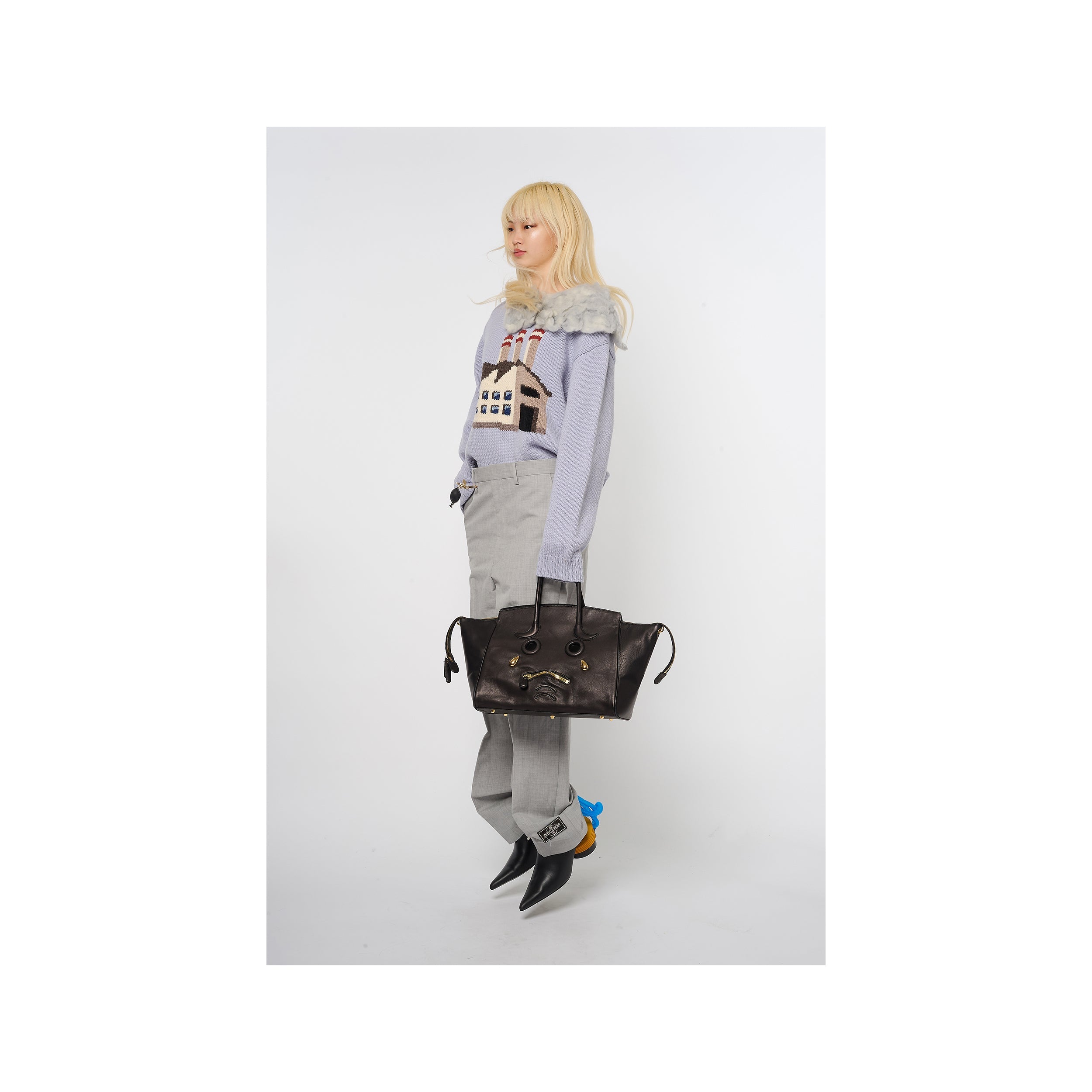 SMOKING FACTORY INTARSIA KNIT PULLOVER：BLUE