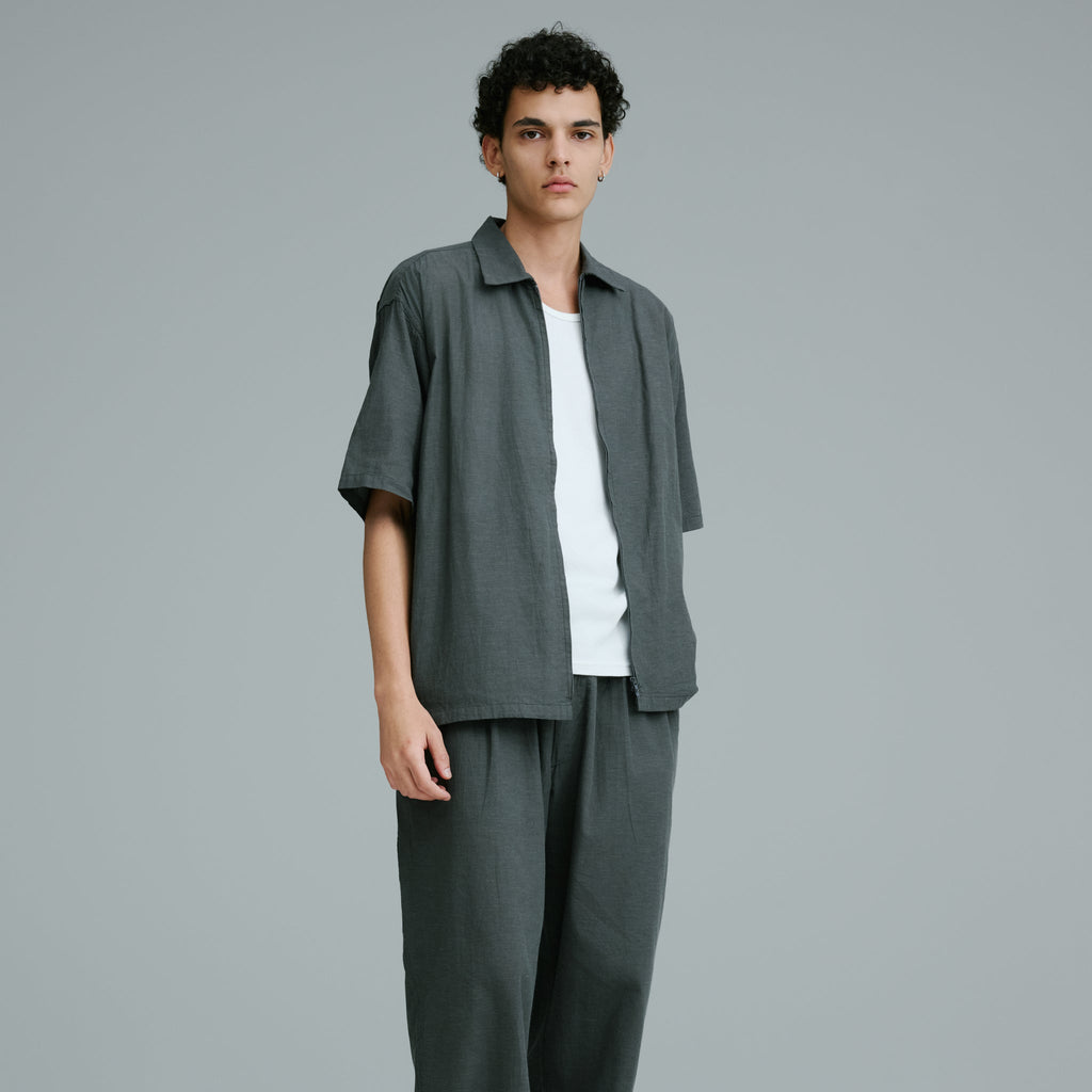 Vat Dye Chambray Zip Shirt