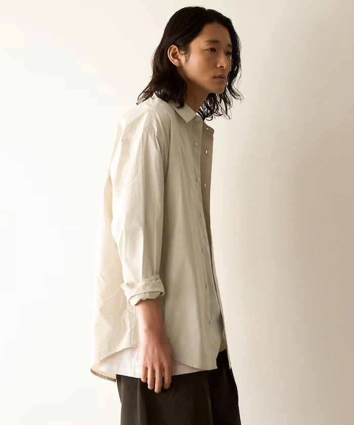 Nuance Color Oversized Regular Collar Long Sleeve Shirt