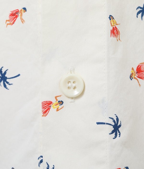 COTTON TWILL REGULAR COLLAR SHIRT “HULA & PALM TREE”