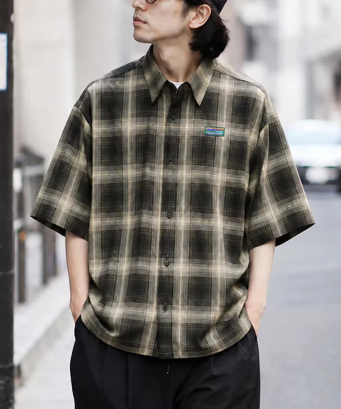 Relaxed Fit Regular Collar Short Sleeve Check Shirt
