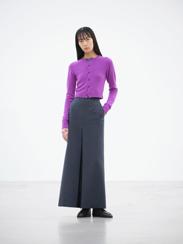 TENSE WOOL DOUBLE CLOTH SLIT SKIRT