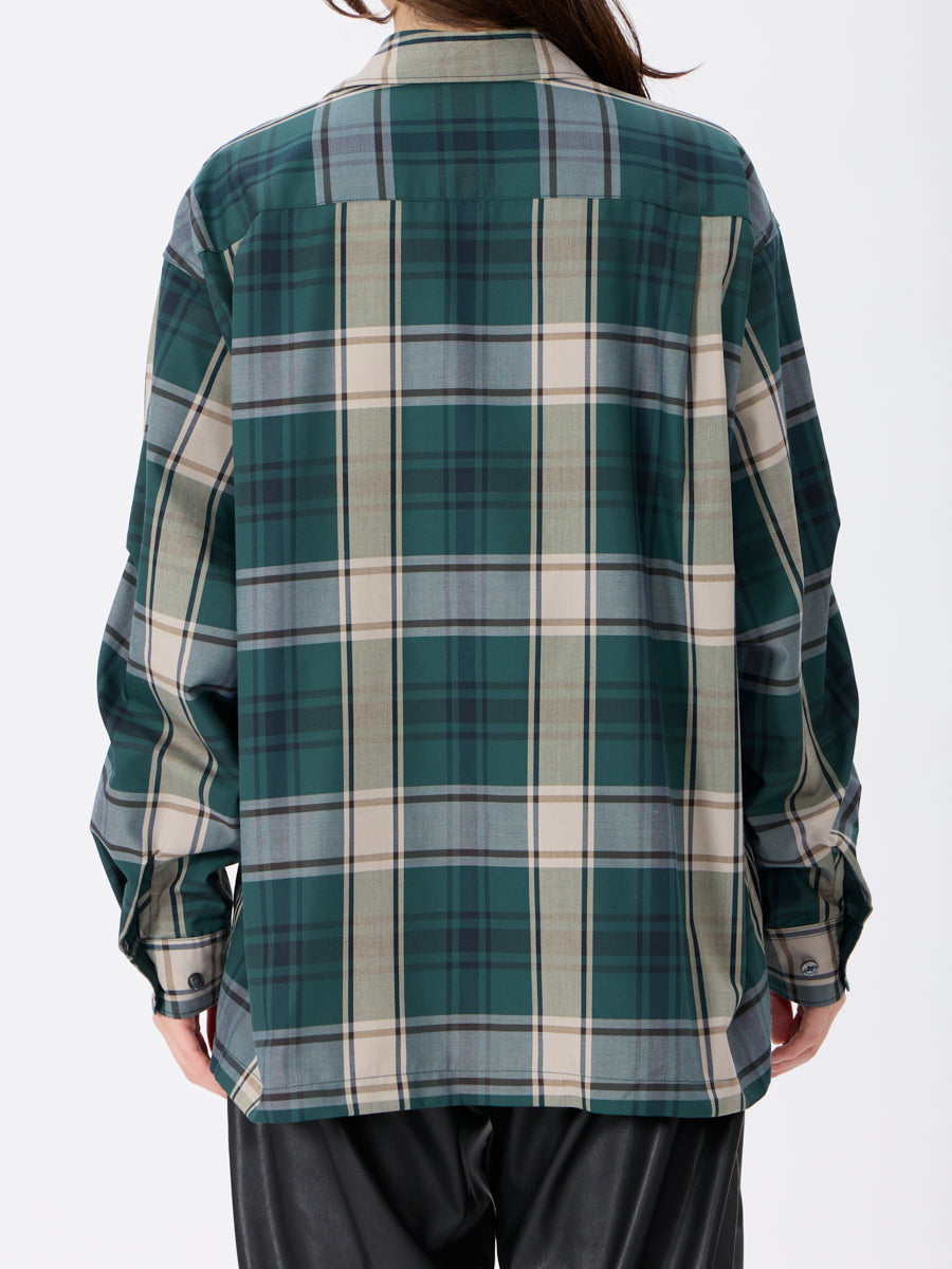 W's TECH SPORTS OPEN COLLAR SHIRT L/S BIG TARTAN
