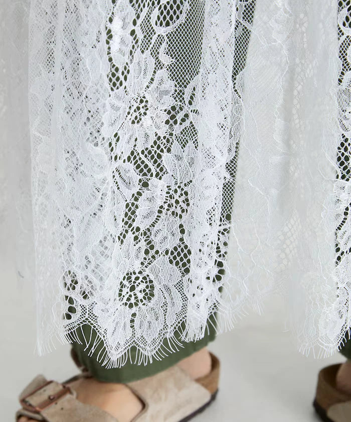 T-shirt lace docking one-piece
