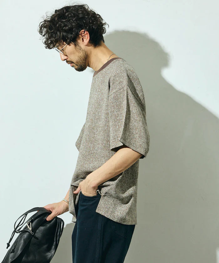 Dry Touch Summer Tweed Short Sleeve Crew Neck