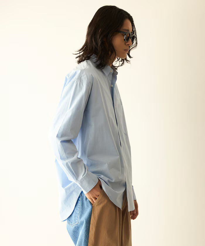 Nuance Color Oversized Regular Collar Long Sleeve Shirt