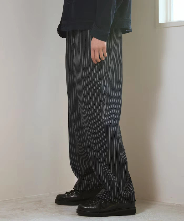 Spindle Stripe Easy Wide Pants / Compatible with Setup