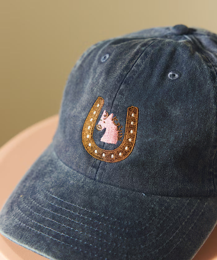 TOYAMEG Kaiun Horse Cap One Point Pigment Embroidery Cap