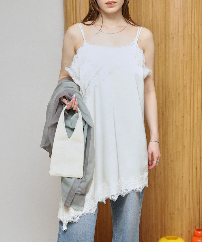 Lace Contrast Vintage Satin Camisole Top