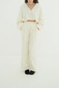 TOPSTITCHED FRILL STRAIGHT PANTS