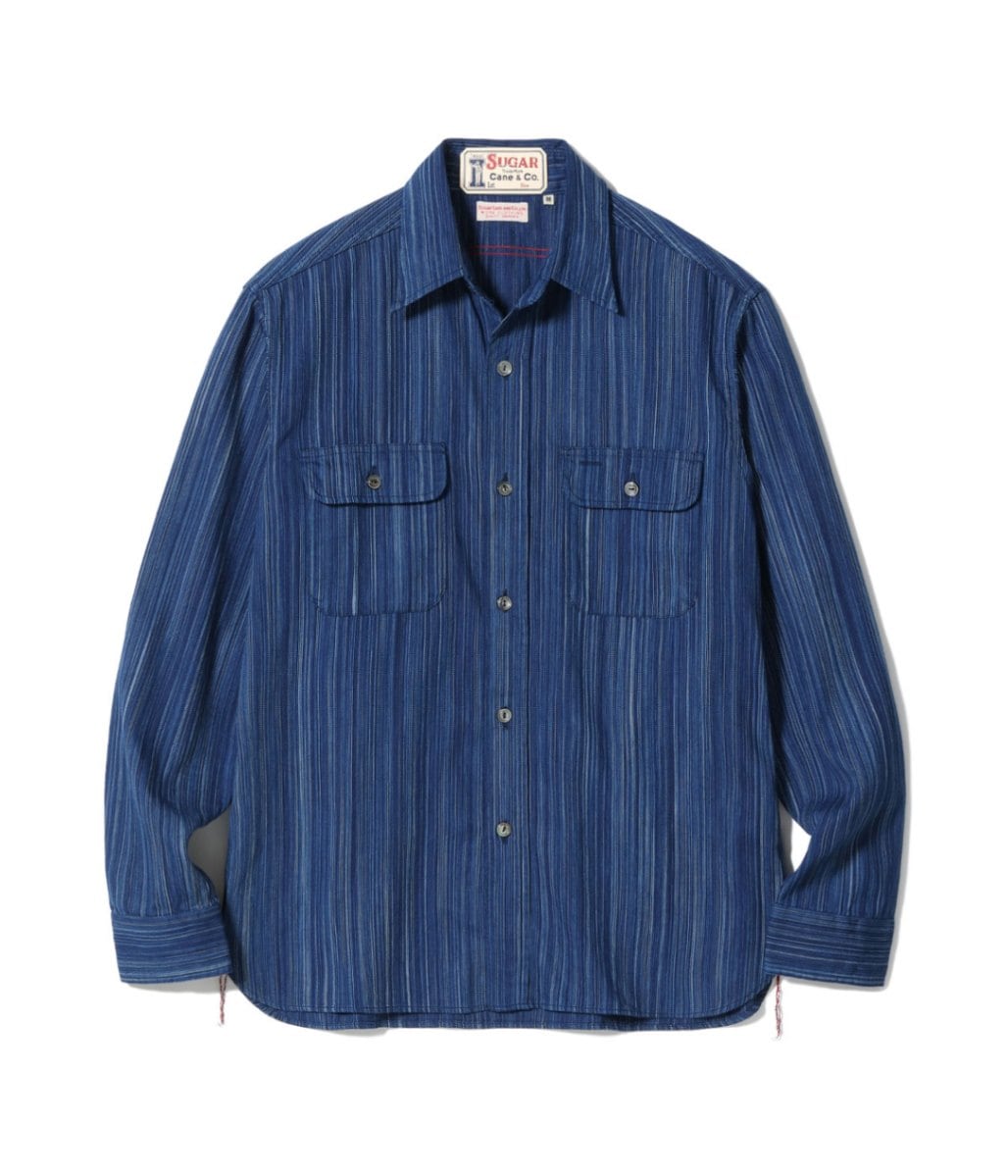 FICTION ROMANCE 5.5oz. INDIGO STRIPE WORK SHIRT