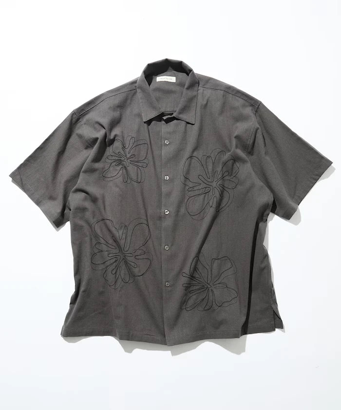 Relaxed Fit Floral Embroidered Short Sleeve Open Collar Shirt [Limited Edition]