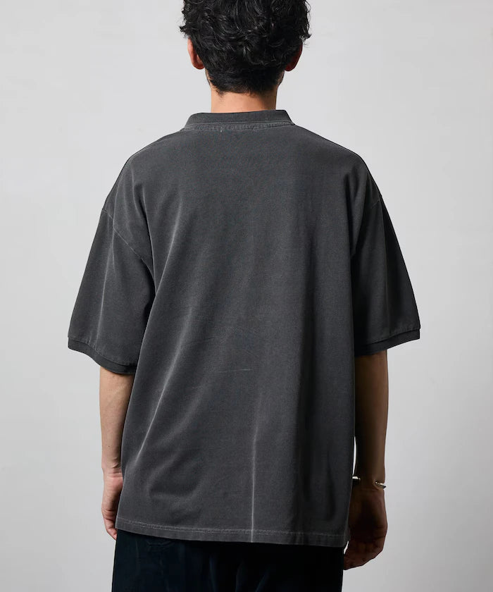 Big Silhouette Vintage Process One Point Embroidery Short Sleeve Polo Shirt
