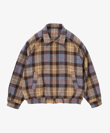 zip up blouson plaid harris tweed