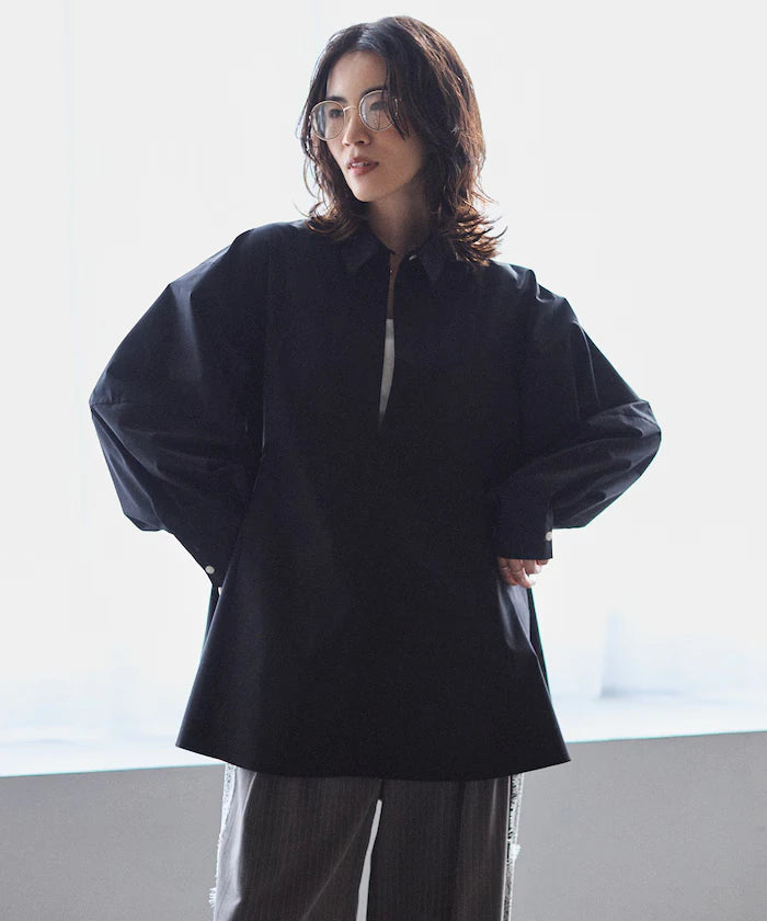 Flare Silhouette Skipper Balloon Sleeve Shirt