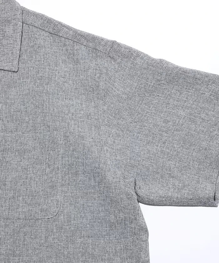 Dry Touch Summer Tweed Short Sleeve Open Collar Shirt
