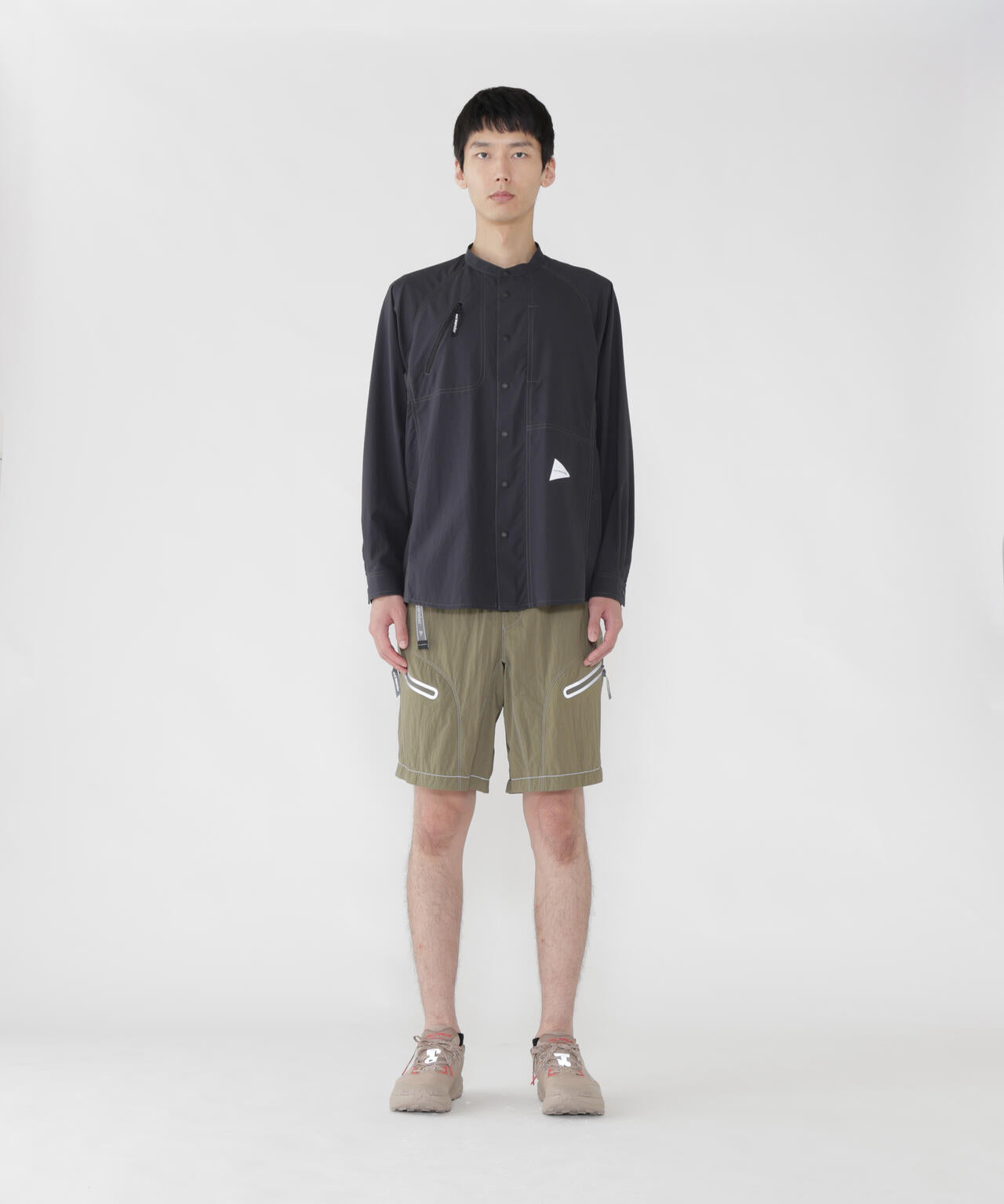 stretch rip band collar shirt