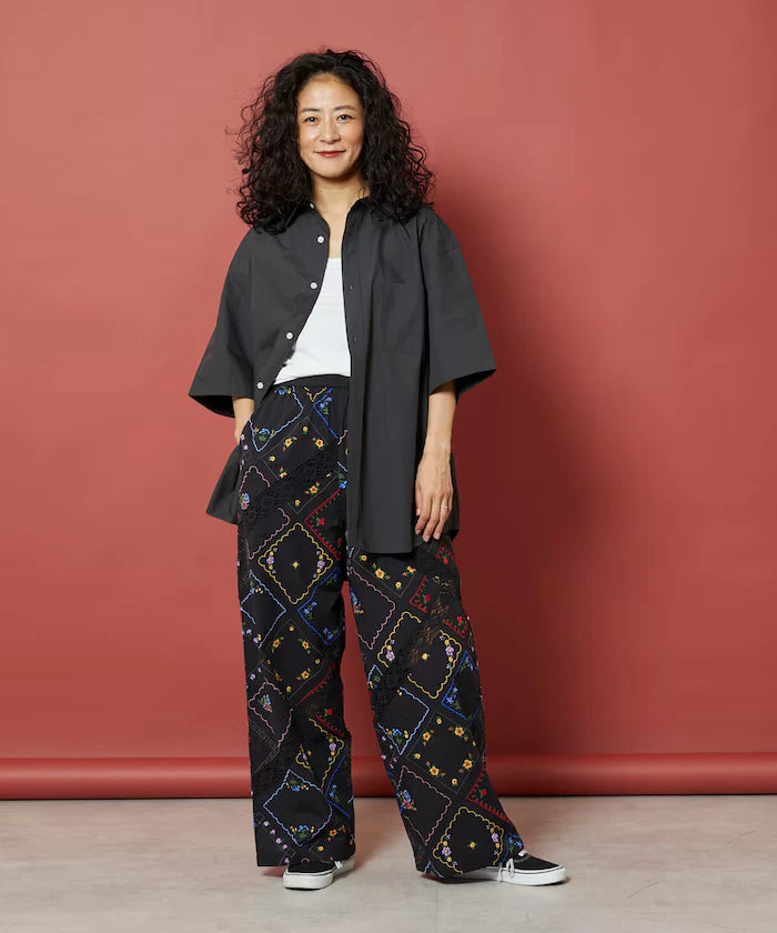 Flower Handkerchief Embroidered Pants
