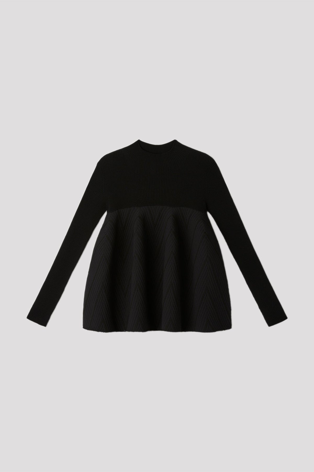 POTTERY HERRINGBONE LONG SLEEVE BUST FLARE TOP
