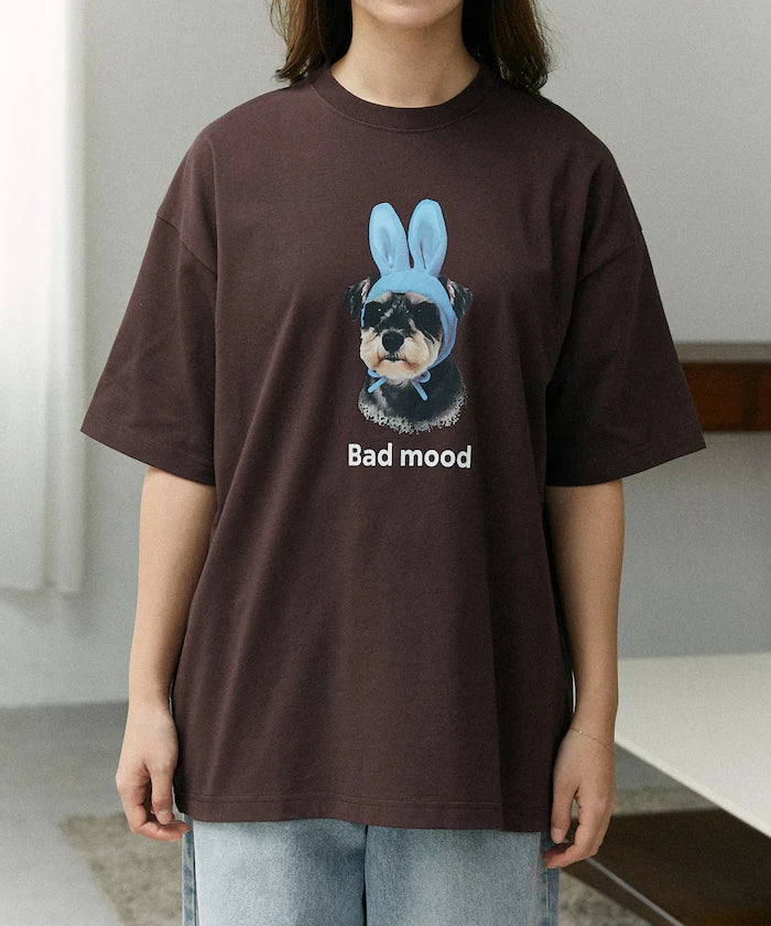 <Functional Material> Bad Mood Dog Print T-Shirt Limited Edition