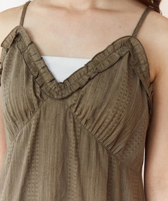 India Cotton Ruffle Tiered Camisole Mini Dress Limited Edition