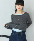 Layered Set Top / Striped Cardigan & Camisole