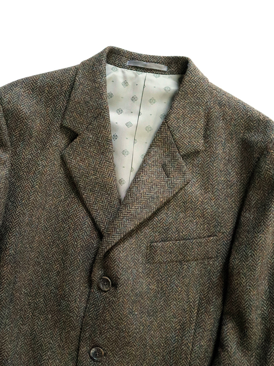 Herringbone Tweed Cutout Elbow JKT