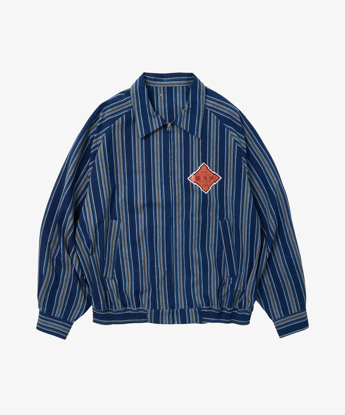 bingo kasuri zip up blouson yellow navy stripe