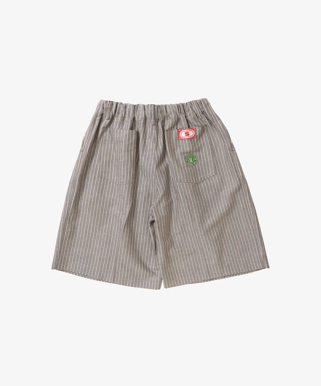 banshu ori circular short pants herringbone stripe