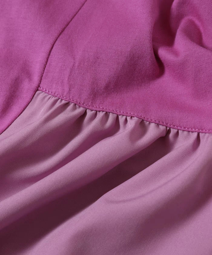 Organic Cotton Mixed Material Docking Gather Dress