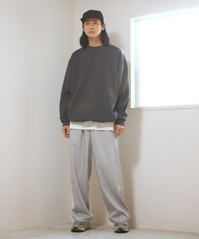 Spindle Stripe Easy Wide Pants / Compatible with Setup