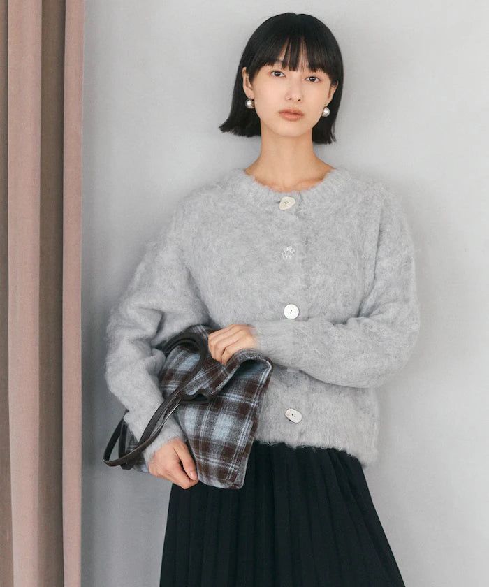 Variation Button Shaggy Knit Cardigan