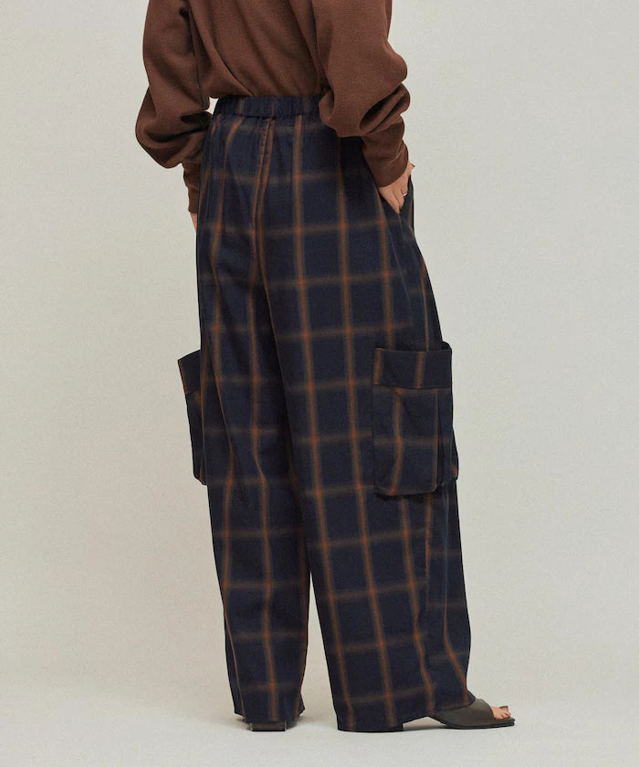 Ombre Check Easy Pants / Patch Pocket Wide Easy Pants