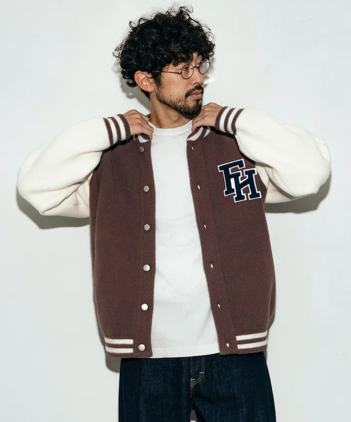 Relaxed Fit Logo Knit Varsity Jacket