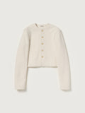 HEAVILY FULLED WOOL COTTON COLLARLESS JACKET