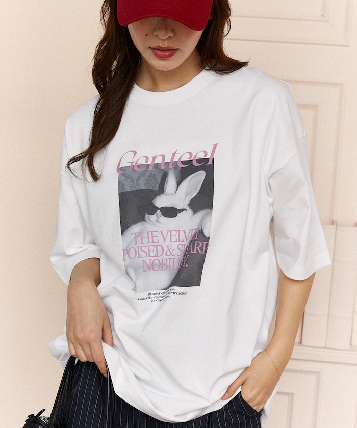 <Functional Material> Genteel Rabbit Print T-Shirt Limited Edition