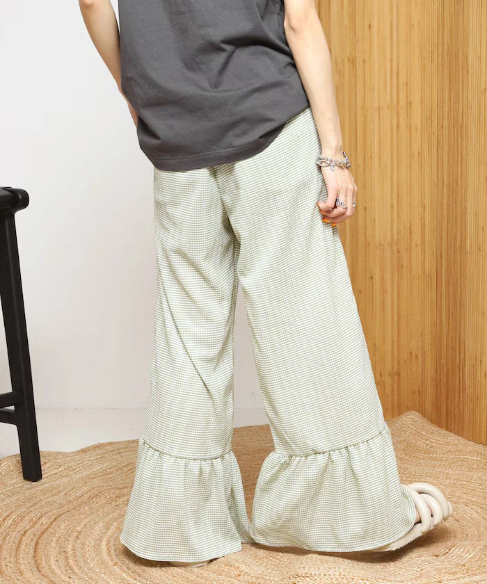 Wide Silhouette Tiered Check Easy Pants [Limited Edition]