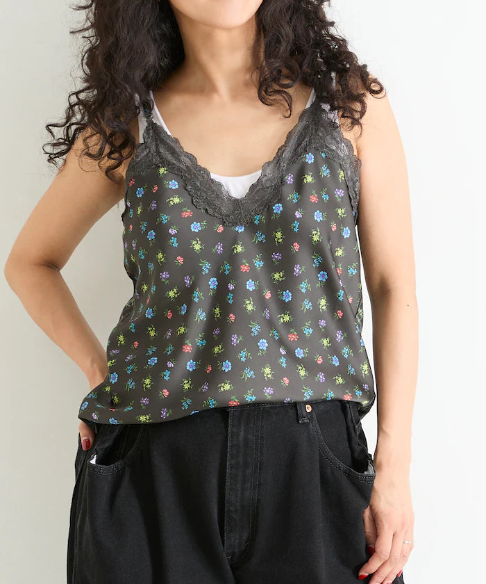 2WAY Floral Satin Camisole